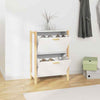 Hall Shoe Rack Cabinet Brown Engineered Wood & Natural Rattan vidaXL