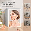 Mini Fridge with LED Mirror Portable Cooler Warmer Table Top Bedroom Makeup