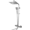 Bathroom Thermostatic Exposed Shower Mixer Twin head Large Square Bar Set Chrome