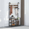 Functional Coat Rack Stand with Shoe Rack Storage Shelf & 9 Hooks Entryway Bench