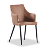 Zarah Faux Leather Armchair | Modern Dining Chair Brown Chocolate Latte Mocha UK