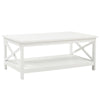 88cm White Coffee Table With Storage Rectangle Living Room Wooden Legs Furniture