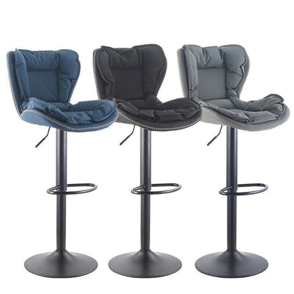 Adjustable Bar Stool x2 Gas Lift Kitchen Stool Frosting Base Swivel Faux Leather