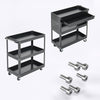 Black Steel Tool Trolley Cabinet with Wheels Workshop Storage Chest Carrier Cart