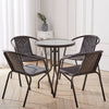 Outdoor Furniture Glass Round Table with 2/4 Rattan Chairs Set Bistro Cafe Patio