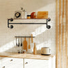 Industrial Pipe Shelf Wall Mounted Clothes Rack Hanging Rod & Wooden Top Shelf