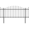 Garden Fence with Spear Steel (1.25-1.5)x8.5 m Black U0N5