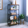 5 Tiers Floor Bookshelf Etagere Bookcase Industrial Wood Shelf Living Room Stand