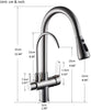 3 Ways Kitchen taps Pure Water Filter Pull Out Spray 360° Swivel Spout Mixer Tap