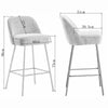 2x Bar Stools Velvet Breakfast Chairs Footrest Barstool with Spring Cushion