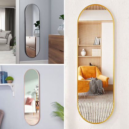 Wall Mounted Arched Mirror Bedroom Cloakroom Dressing Mirrors Metal Border 150CM