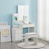 White Dressing Table Wood Makeup Desk with Mirror 4 Drawers Stool Bedroom Home