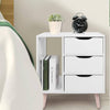 Bedside Table Cabinet Small Side End Table Nightstand 3 Drawers Storage Organize
