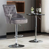Velvet Bar Stool Chrome Stand Studded Button High Back Kitchen Chaise Chair Seat