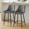 2x Velvet Grey Bar Stool Kitchen Counter Breakfast Chair Pub Restaurant Cafe