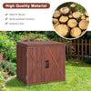 Outdoor Storage Shed Garden Patio Wood Utility Tool Cabinet W/Double Doors Brown