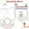 Kids Vanity Makeup Dressing Table & Chair Set W/ Tri-fold Mirror & Drawers White