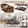 Modern Coffee Table 2-Tier Faux Marble Accent Table Snack End Table Living Room
