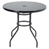 80cm Outdoor Round Bistro Dining Table Garden Patio Glass Top with Parasol Hole