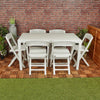 Plastic Rattan Patio Dining Table & Folding Chairs Outdoor Garden Furniture Sets