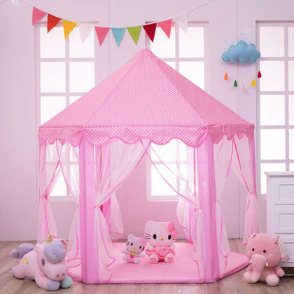Pink Children Kids Play Tent Fairy Princess Girls Boys Hexagon Playhouse House