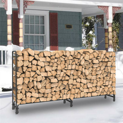 Firewood Rack Storage Rustproof Log Wood Outdoor Indoor Elevated Design Steel