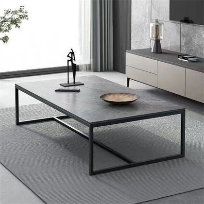 100cm Minimalist Coffee Table Tea Center Dining Table Sturdy Metal Legs Support