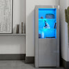 Grey High Gloss Doors Tall Display Cabinet Cupboard Sideboard with LED Lights
