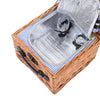 Rustic Wicker Woven Food Hamper 2/4 Person Cutlery Picnic Basket Set with Handle