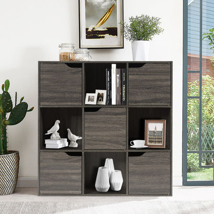 9 Cube Bookcase Shelf Display Storage Unit Wooden Organiser Cupboard Cabinet