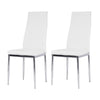 2X White Banquet Dining Chairs Padded Seat Kitchen Chair with Silver Steel Legs