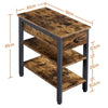 3 Tier End Table with Drawer and Shelves Slim Side Table Nightstands for Bedroom