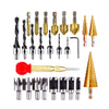 26pcs Woodworking Chamfer Drilling Tool Countersink Drill Bits Set Wood Q0I5