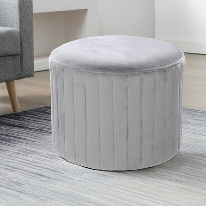 Round Velvet Footstool Dressing Table Chair Bedroom Vanity Seat Ottoman Stool