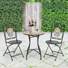 1/2/3PCS Mosaic Bistro Set Outdoor Metal Frame Garden Table & 2 Folding Chair