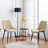 2 Pcs Cream Dining Chair Faux Leather Padded Seat Metal Legs Chair Dining Room