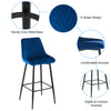 2X Modern Bar Stools Velvet Breakfast Stool Kitchen Pub Chair Metal Leg