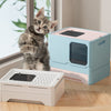 Foldable Double Door Cat Litter Box Pet Toilet Tray w/ Lid Drawer For Cat&Rabbit