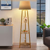 3-Tier Shelf Floor Lamp w/Shade Standing Light Open Shelves Storage Living Room