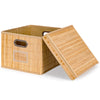 2 PCS Bamboo Woven Hamper Folding Bamboo Square Storage Bin Basket Organizer