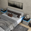 LED Nightstand Modern Faux Marble End Table Versatile Bedside Table W/ 2 Drawers