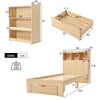 3ft Single Wooden Solid White Pine Kids Storage Bed Frame w/ Drawer and Shelves