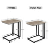 Mobile Side Table, C Shaped Sofa End Table, Coffee Snack Table for Living Room