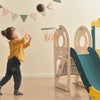 4-in-1 Kids Slide Set Including Bus Slide Activity Ladder Basketball Hoop SET UK