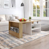 Modern Coffee Table Adjustable with Storage Living Room Furniture White &Oak