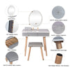 Dressing Table Vanity Set Makeup Desk with Dimmable LED Light Mirror Stool Wood
