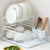 2 Tier Dish Drainer Rack Kitchen Counter Plates Bowls Utensil Draining Holder