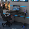 43.5” Ergonomic Gaming Desk Z-Shaped Professional Gamer Workstation LED Lights