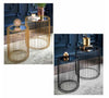 Set Of 2 Round Cage Table With Mirror Top Coffee Table Side Table Living Room