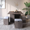 5PC Wooden Dining Table with 4 Storage Stools Compact Space Saver Furniture Grey